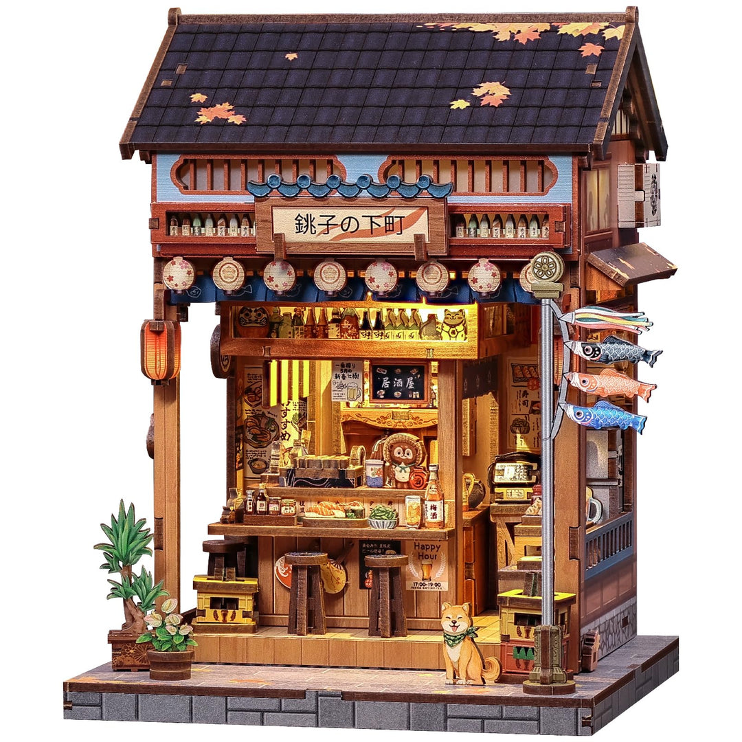 Fsolis Book Nook Japan, Booknook Bausatz Erwachsene, 3D-Holzpuzzles Buchecke, DIY-Miniaturhaus-Set,