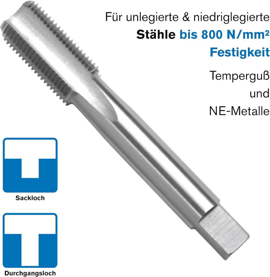 GSR PROFI Gewindebohrer M18x1 Satz HSSG 2 teilig, Vorschneider, Fertigschneider | Gewindeschneider |