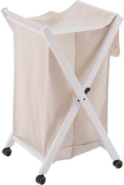 Arredamenti Italia Wäschesammler Banny, Holz - Faltbar - abnehmbare Tasche - Farbe: Weiss AR-It il C