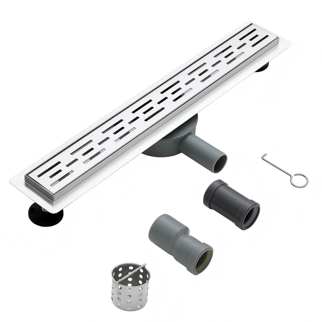 Duschrinne 600 x 70 mm Edelstahl 304, Siphon mit Geruchsstop und Haarsieb, 304 Edelstahl Ablaufrinne