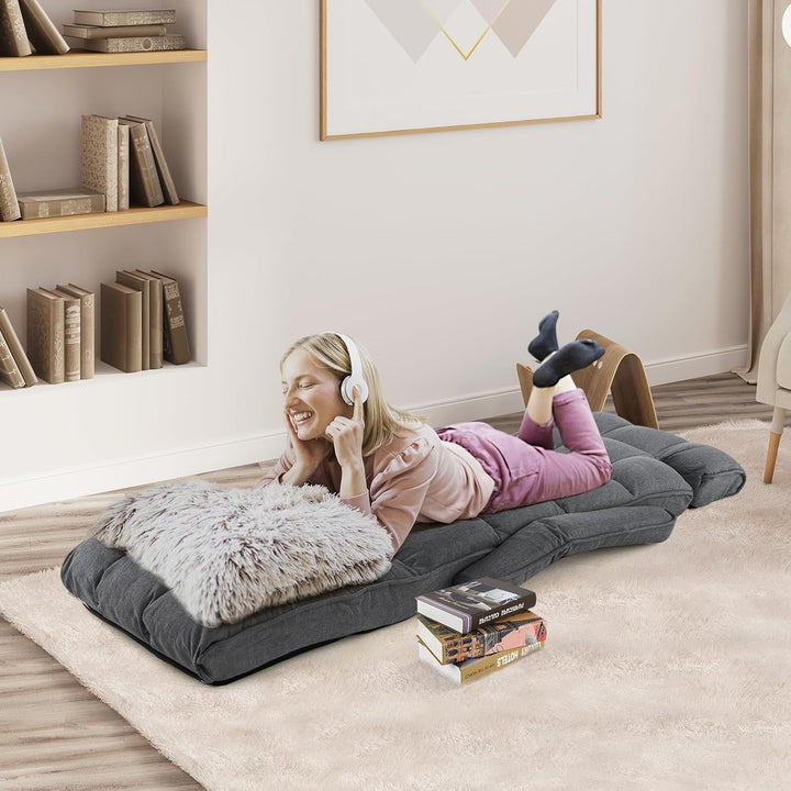 GOPLUS Bodenliege, Relaxliege mit 6-Fach verstellbare Rückenlehne, Bodensessel mit Armlehnen, Relaxs
