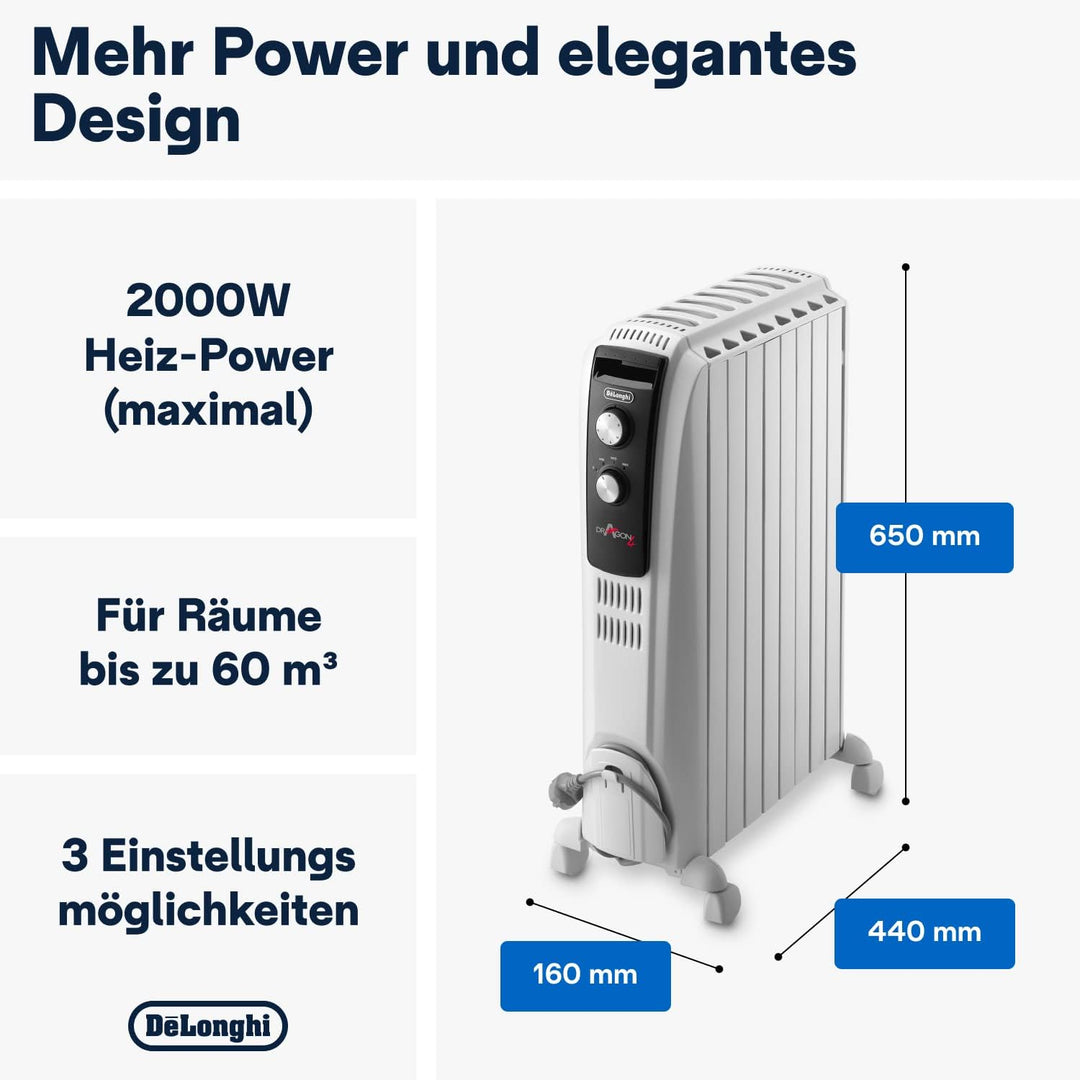 De'Longhi Heizkörper, Schwarz /, 2000 W