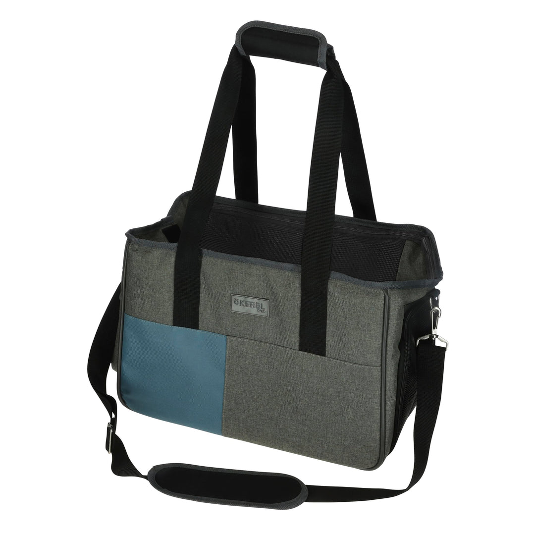 Kerbl Pet Tragetasche Vacation, Hundetasche, Transporttasche, grau, blau, 40x20x27cm, Nylon, Hunde,