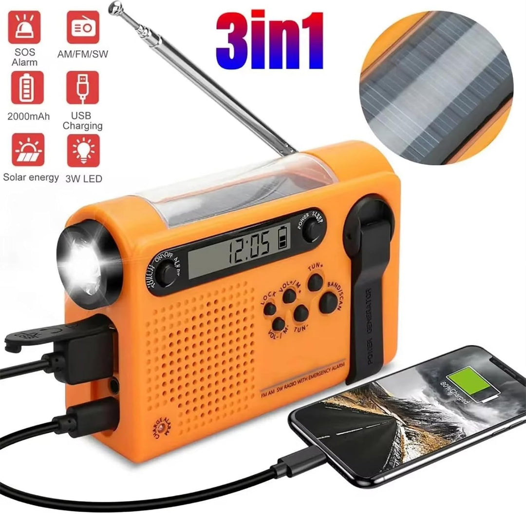 Notfallradio, FM AM SW Vollbandradio mit Solarladung für Den Aussenbereich, Tragbares Wiederaufladba