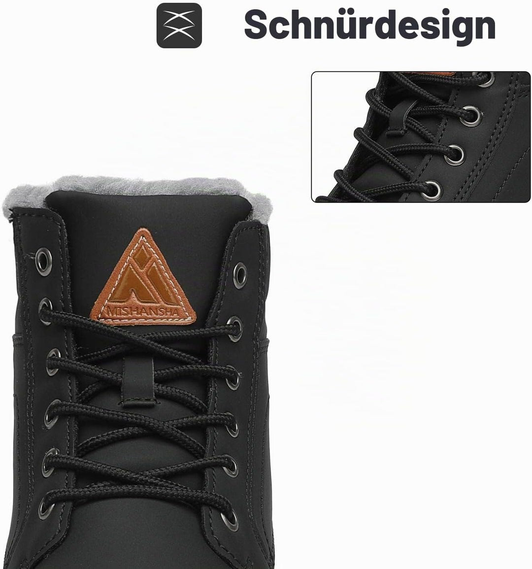 Mishansha Unisex Winterschuhe Winterstiefel mit Warm Gefüttert, Gr. 36-48 38 EU Tinte Schwarz, 38 EU