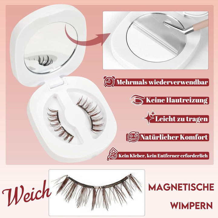 Higu clace Magnetische Wimpern,Magnet Wimpern Ohne Eyeliner,Magnetische Wimpern mit Applikator,Wimpe