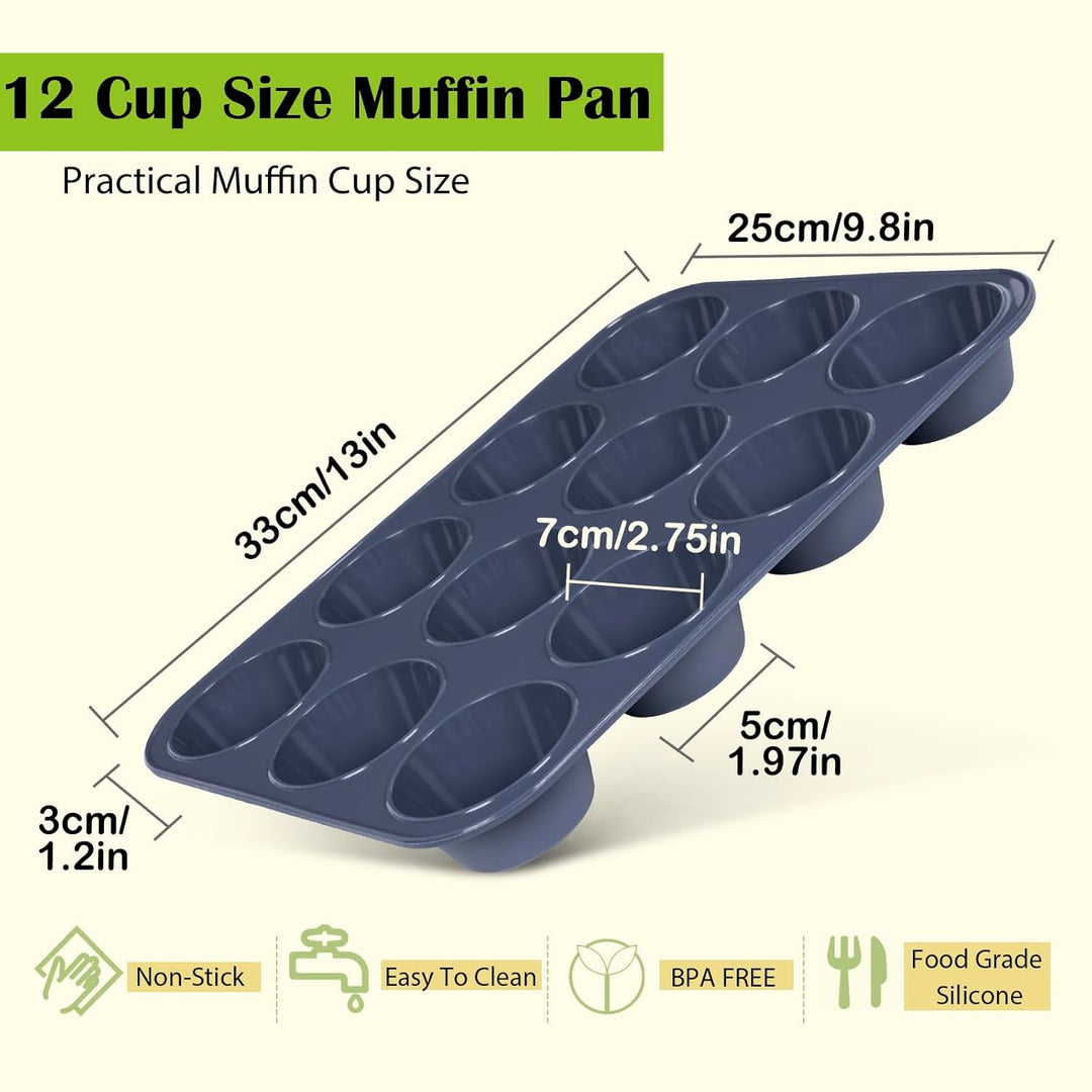SUPER KITCHEN 2 Stück Grosse Muffinform aus Silikon für 12 Muffins, Antihaft Muffinblech Antihaftbes