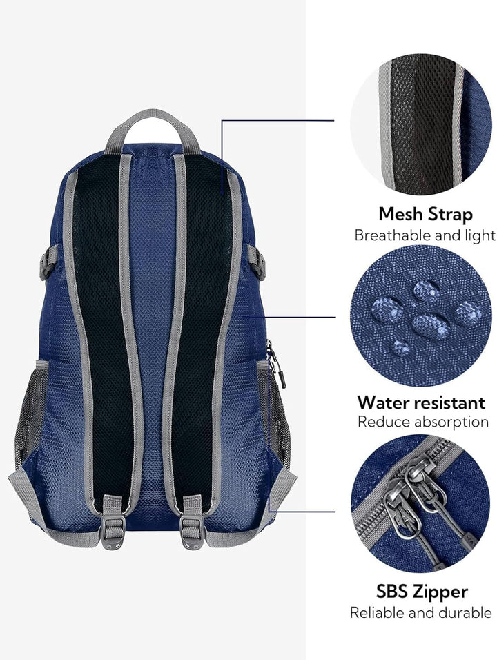 WATERFLY Ultraleicht Faltbar Klein Rucksack: 20L Leicht Packable Wanderrucksack Tagesrucksack Trekki