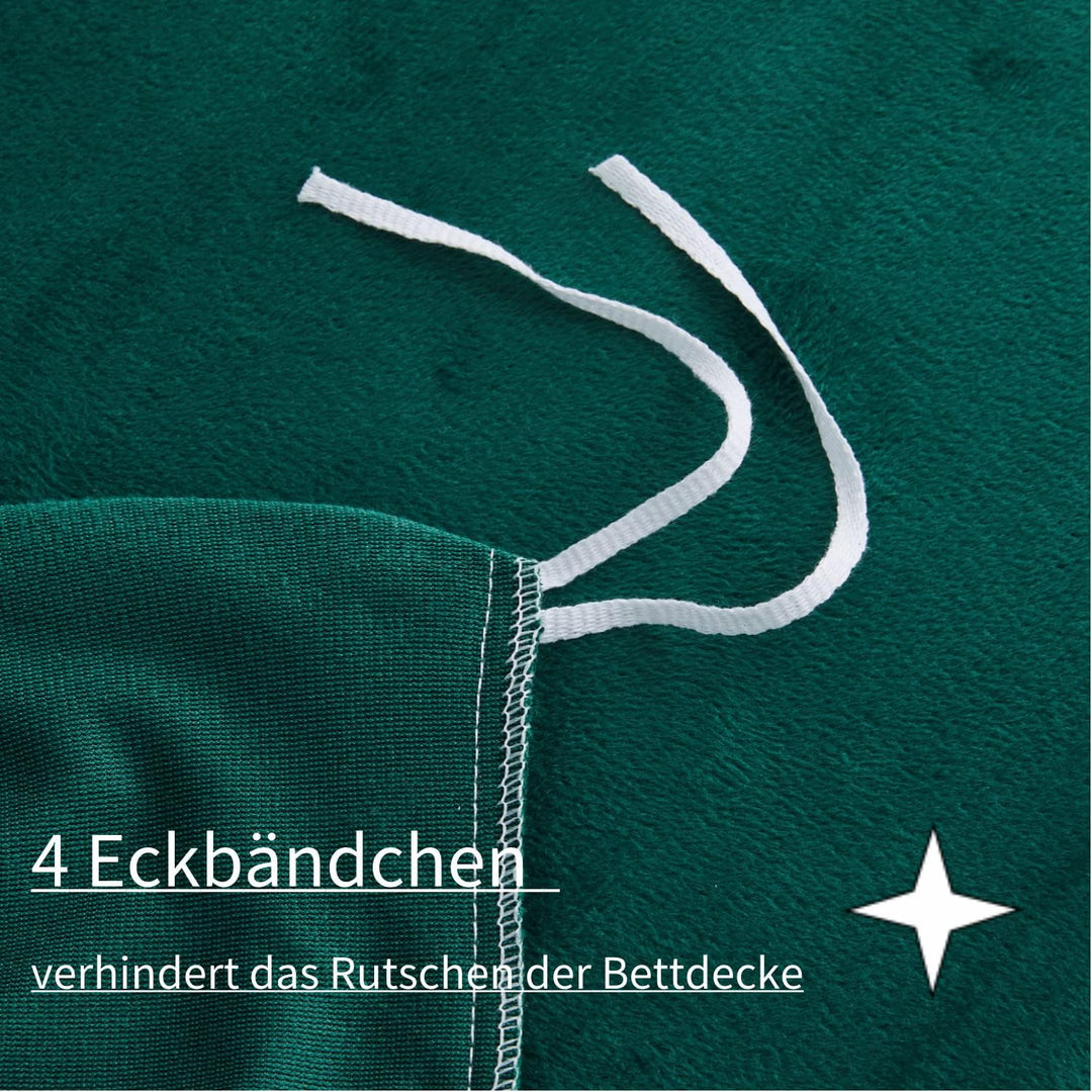 Boqingzhu Flanell Winter Bettwäsche 135x200cm Plüsch Biber Grün Dunkelgrün Warm Kuschelig Flauschig