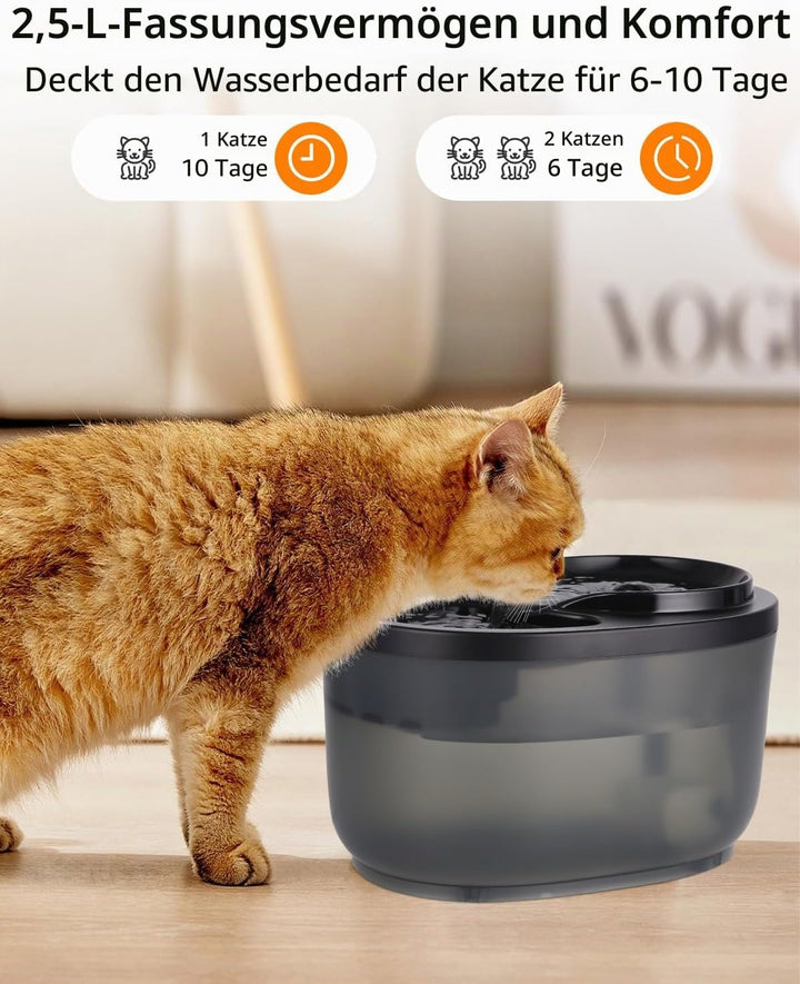 Trinkbrunnen für Katze Katzenbrunnen,Ultra Silent 2.5L Katze Trinkbrunnen mit energieeffizienter Pum
