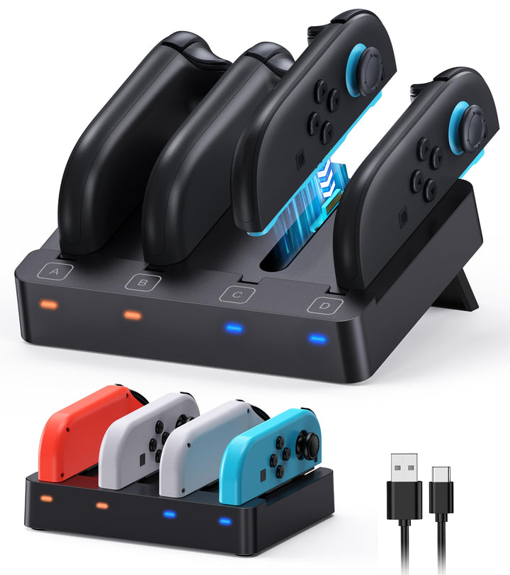 [Fit für Switch 2&1] 8 in 1 Controller Ladestation für Nintendo Switch 2/Switch1/OLED Modell Zubehör