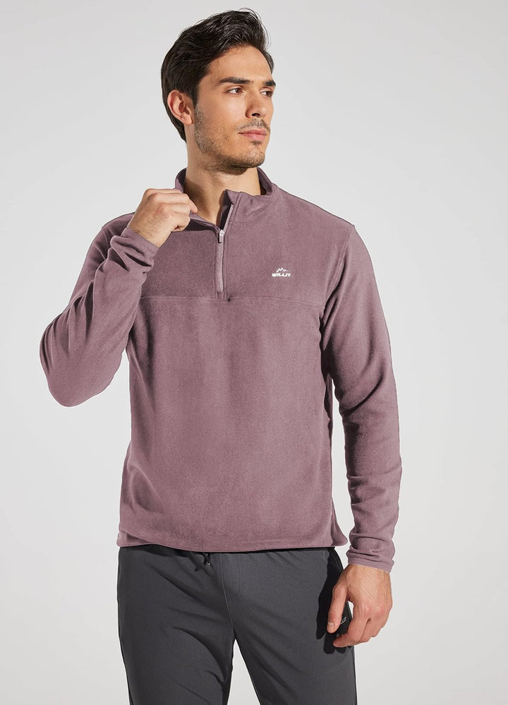 WILLIT Herren Fleece Golf Pullover Langarm Pullover Half Zip Wanderpullover Atmungsaktiv Thermo Swea