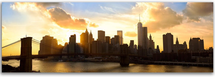 Feeby Frames, Leinwandbild, Bilder, Wand Bild, Wandbilder, Kunstdruck 30x90cm, WOLKENKRATZER, GEBÄUD