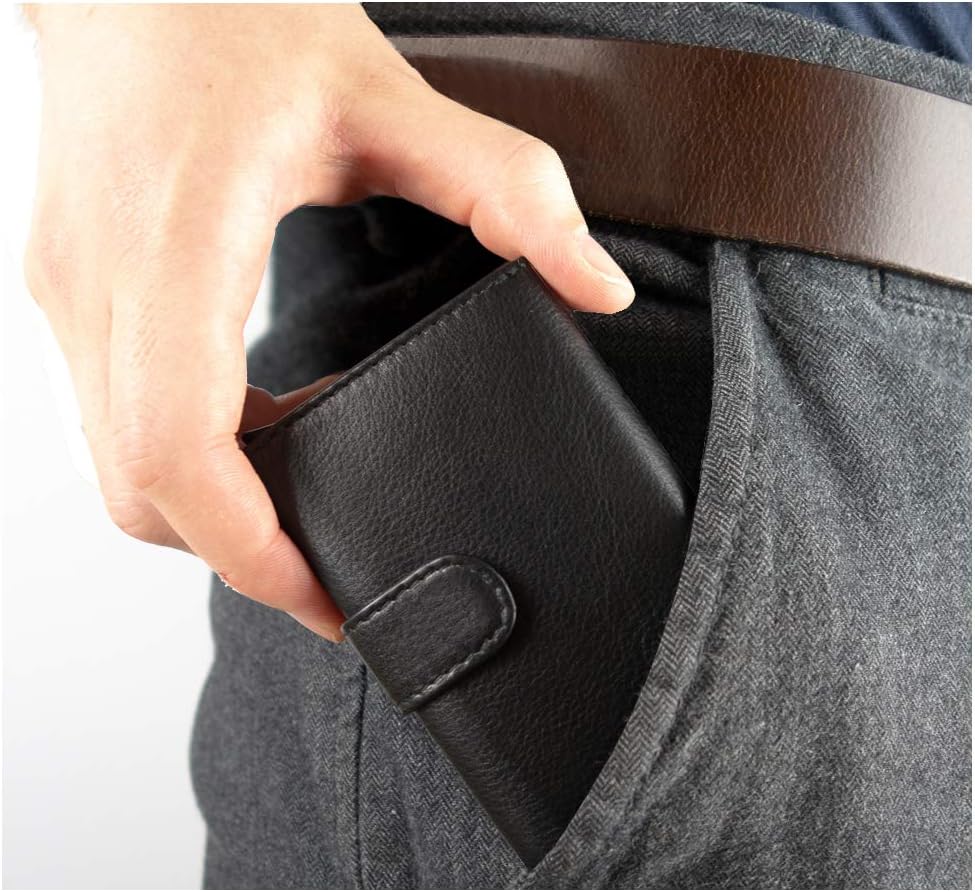 Fa.Volmer ® POP-UP Kartenetui ohne Münzfach aus Echtleder für Herren & Damen | max. 11 Karten | RFID
