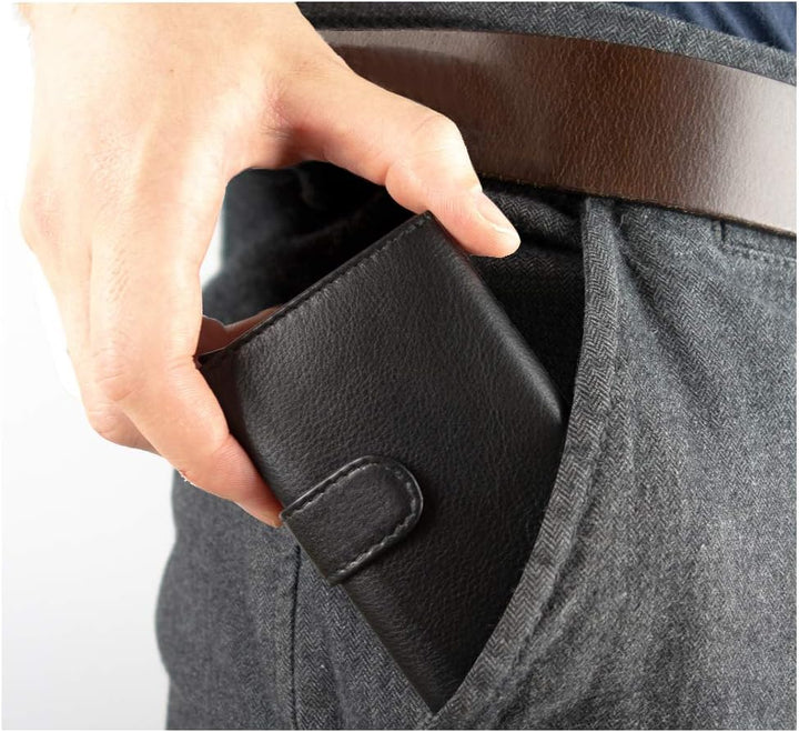 Fa.Volmer ® POP-UP Kartenetui ohne Münzfach aus Echtleder für Herren & Damen | max. 11 Karten | RFID