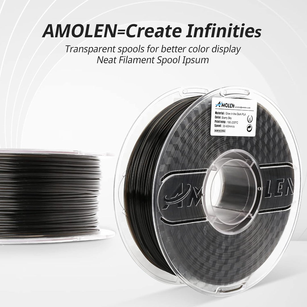 AMOLEN 3D Filament Massgenauigkeit +/- 0,02 mm, Sauber Gewickeltes, Kompatibel Mit 3D FDM Druckern,