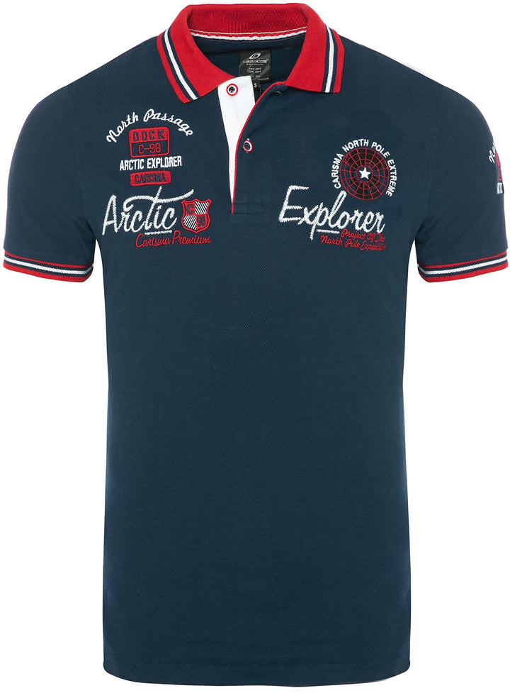 Carisma Casual Herren Poloshirt Kurzarm T-Shirt Regular Fit mit Hochwertigen Stickerei 4634 S Navy,