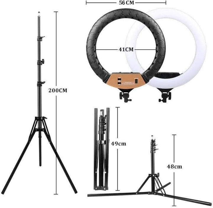 Luminate 56cm / 22 Zoll Ringlicht mit Stativ für professionelle, grossflächige Beleuchtung, Werbevid