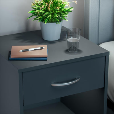 Casaria® Nachttisch Anthrazit 50x40x35cm mit Schublade Holz Modern 50cm Komforthöhe Boxspringbett Sc