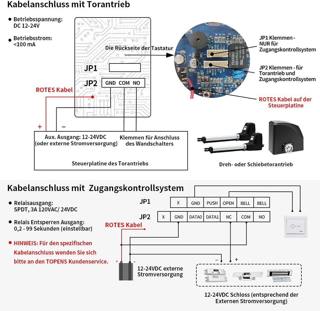 TOPENS TC175P Kabelgebundene Zugangskontrolle mit digitaler Tastatur für Sicherheitssystem PIN Codes