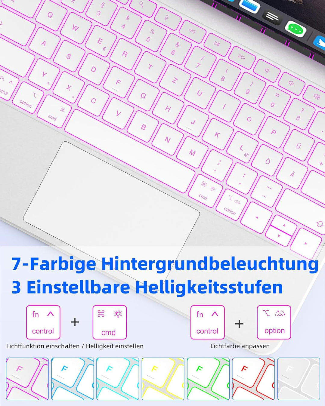 Bettdow für iPad Air 13 Zoll M3 2025/M2 2024/iPad Pro 12.9" 2018-2022 Tastatur Hülle, Leichte Alumin