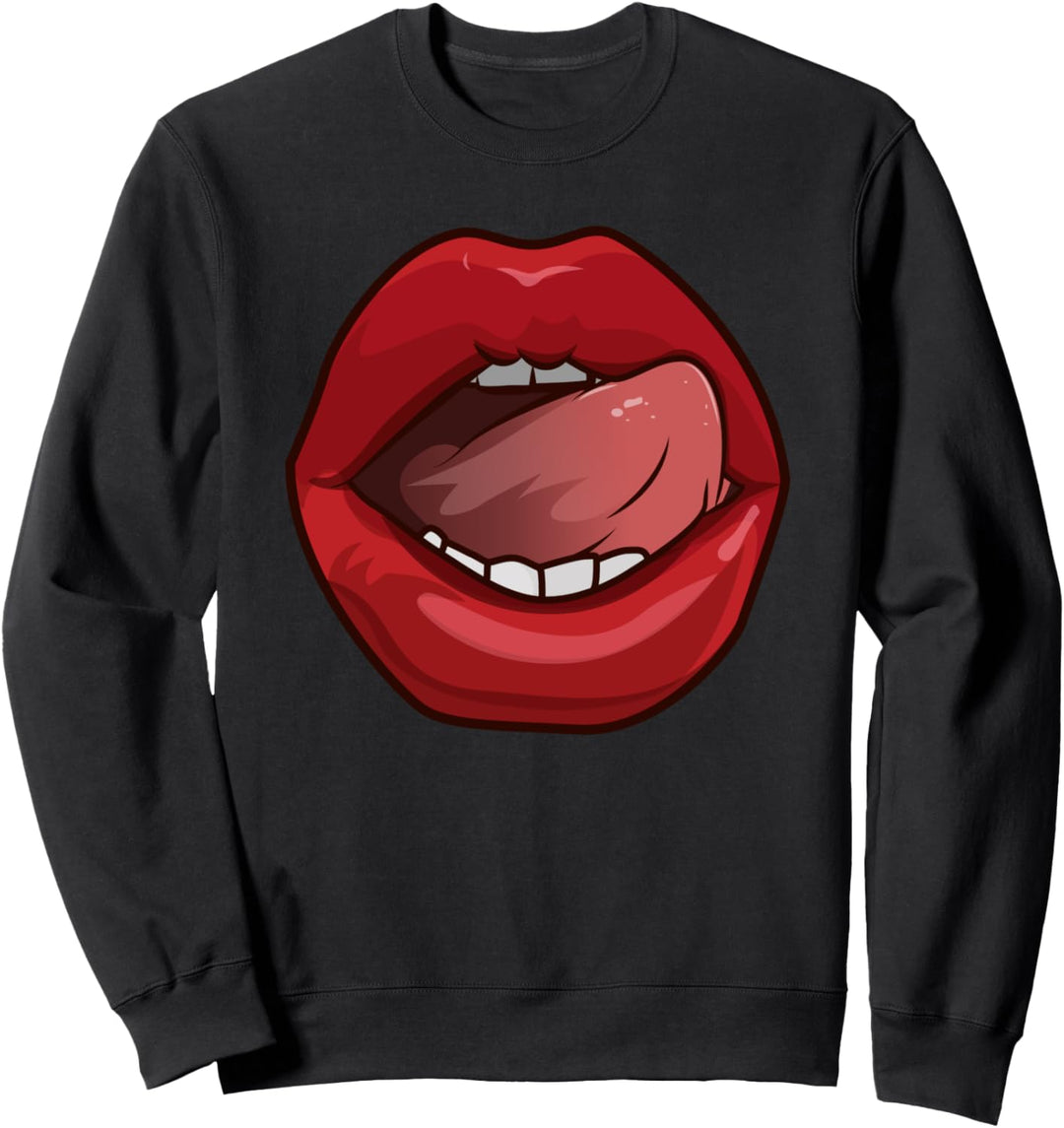 Roter Lippenstift Kiss Sexy Hot Lips Mund Zunge Sweatshirt