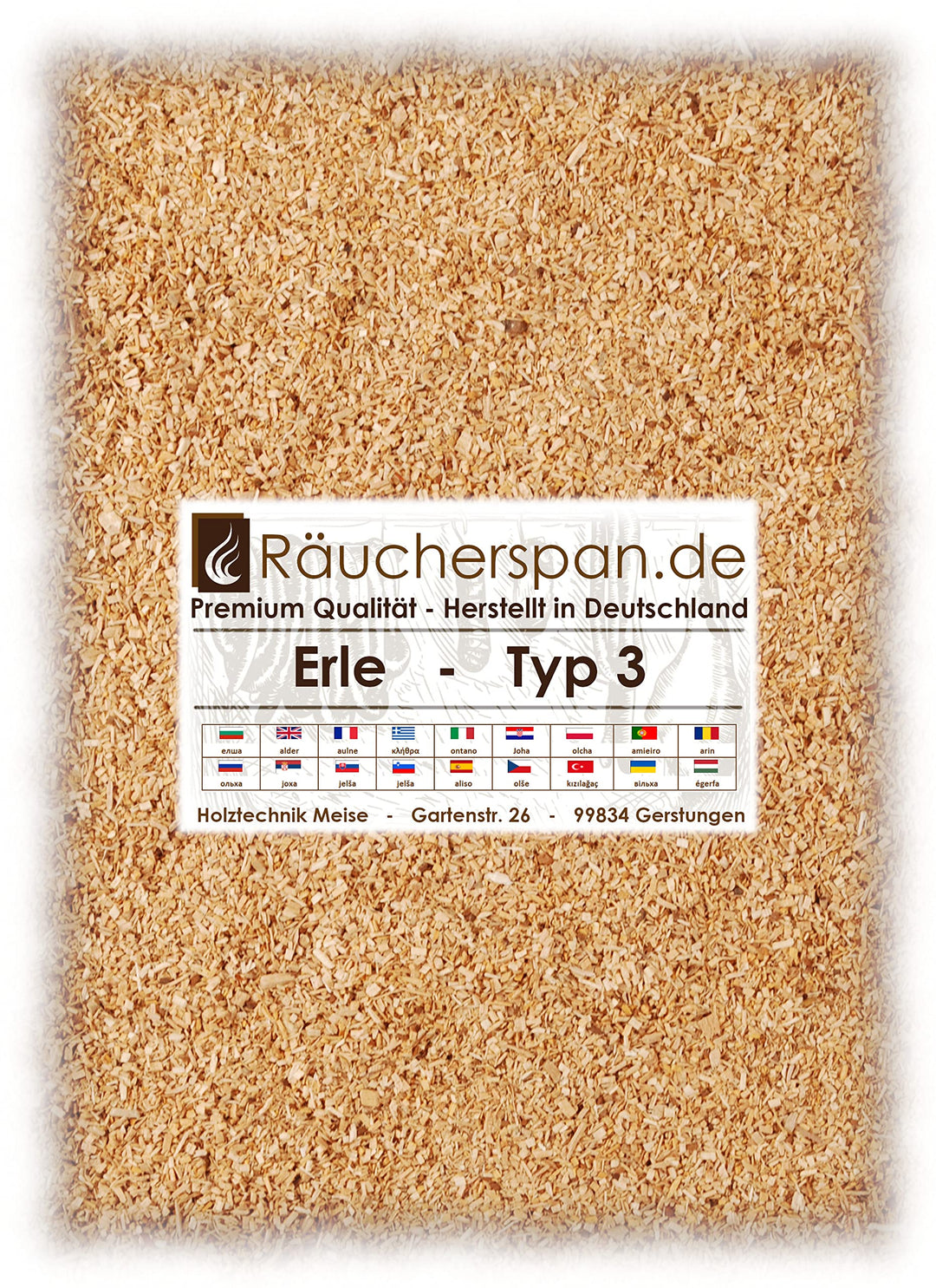 Räucherspäne Räuchermehl Erle 4kg Typ 3 mittelfein Spangrösse 0,3-1mm auch für Sparbrand, Räuchersch