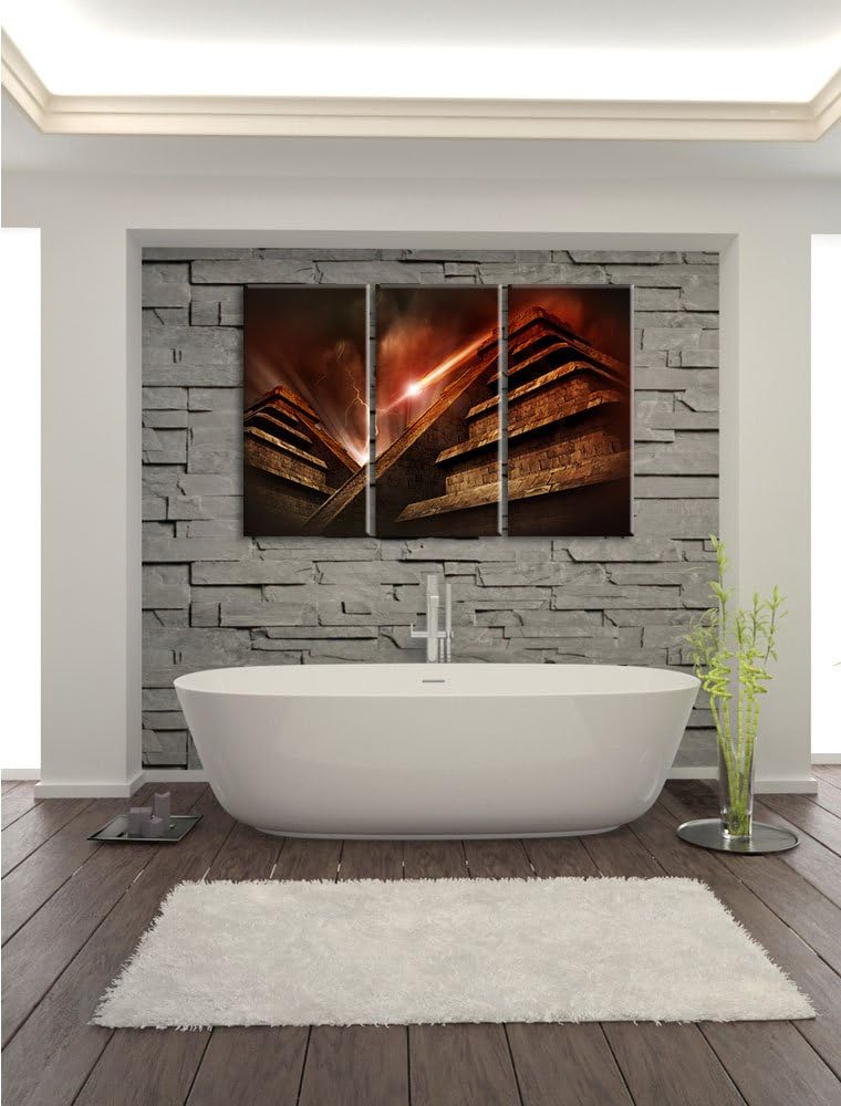 Pixxprint Majatempel bei Gewitter 3-Teiler Leinwandbild 120x80 Bild auf Leinwand