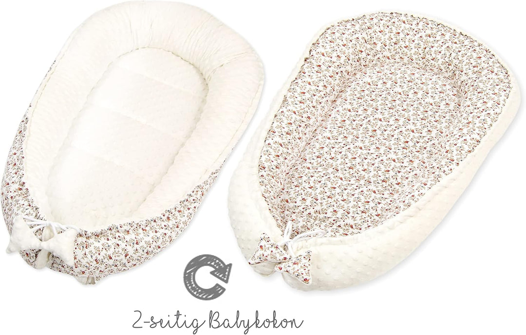 PIMKO Babynest 2seitig Minky Babynestchen für Baby Kuschelnest Babykokon für Säuglinge und Neugebore