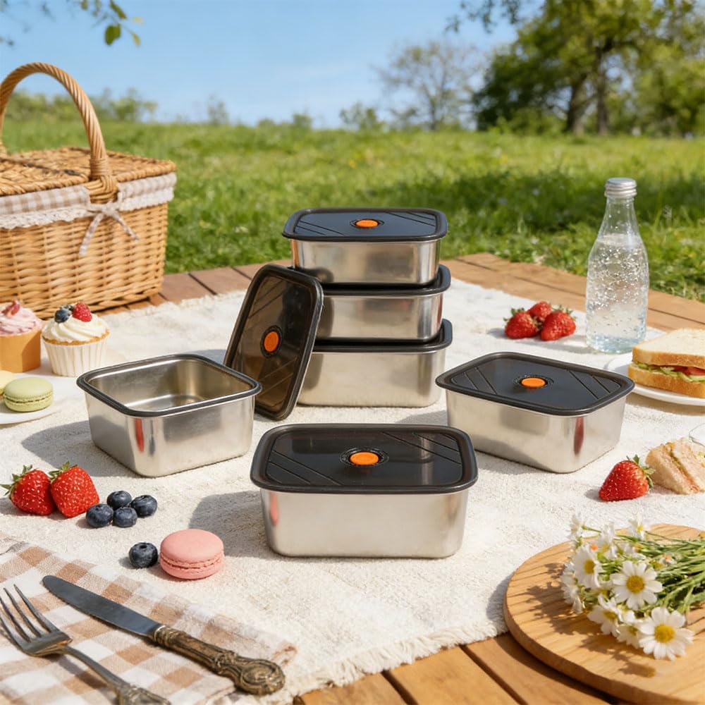 6er SFrischhaltedosen Mit Deckel Meal Prep Boxen für Spülmaschine | Behältern für Lebensmittel 18*12