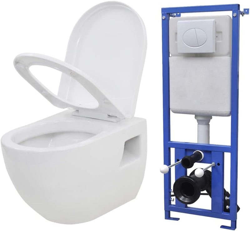 Susany Hänge-Toilette mit Einbau-Spülkasten Wand Hänge Toilette Unterputz Spülkasten 41 x 14 x (110-