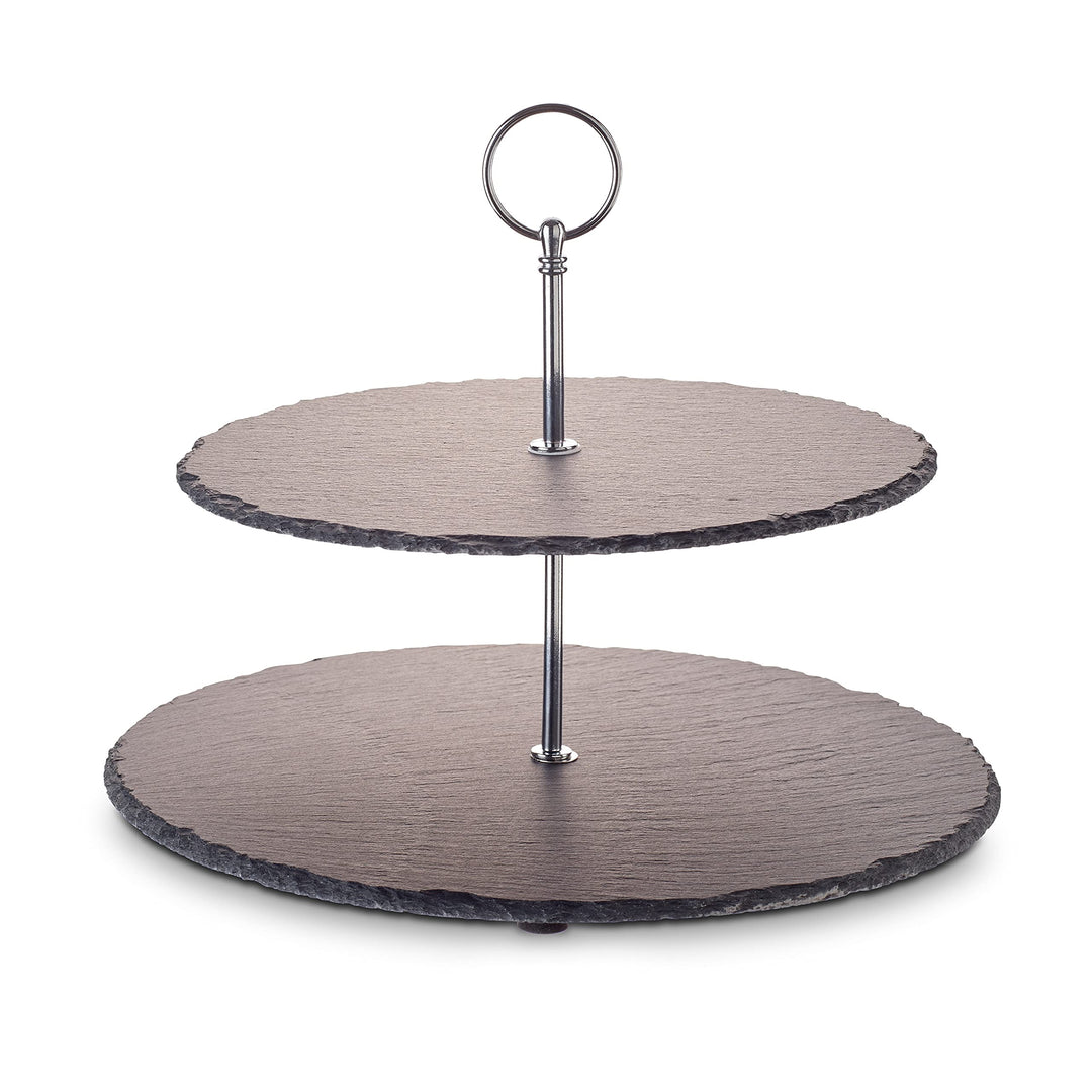 Echtwerk EW-ET-1778 Etagere-/ Servier-Ablage für Gebäck, Obst, Käse und Dessert aus Naturschiefer mi