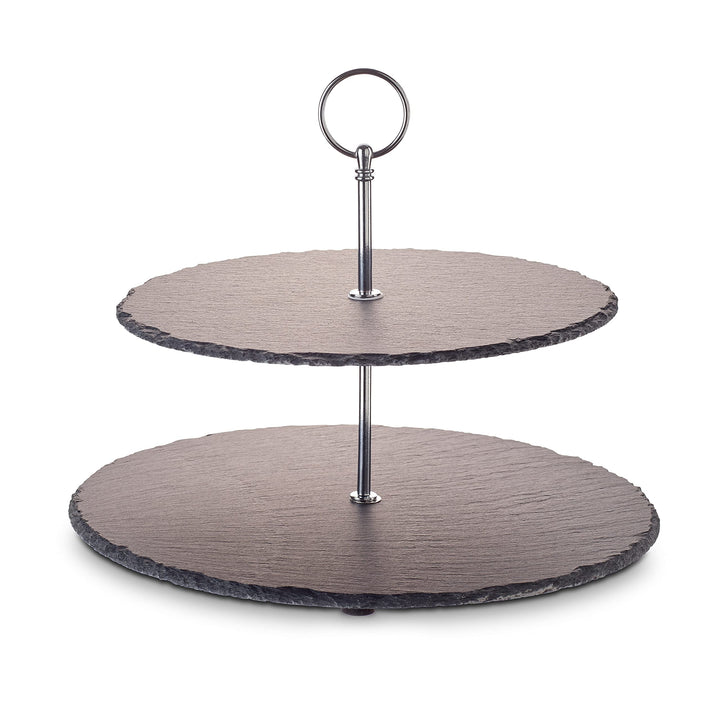 Echtwerk EW-ET-1778 Etagere-/ Servier-Ablage für Gebäck, Obst, Käse und Dessert aus Naturschiefer mi