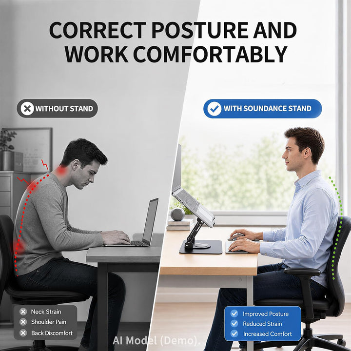 SOUNDANCE Laptopständer mit 360° drehbarer Basis, Ergonomische Computererhöhung für Schreibtisch, Ei