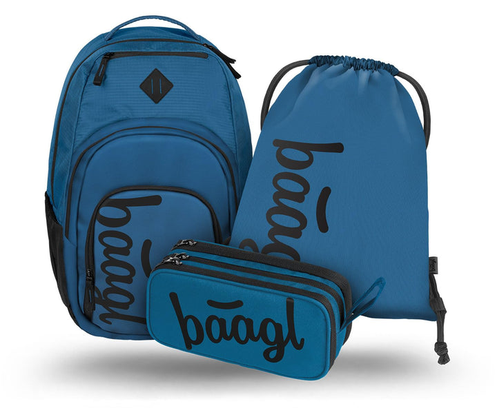 Baagl Schulrucksack Set 3 Teilig, Ergonomischer Grosser Rucksack mit Kühlfach für Jungen Mädchen Tee