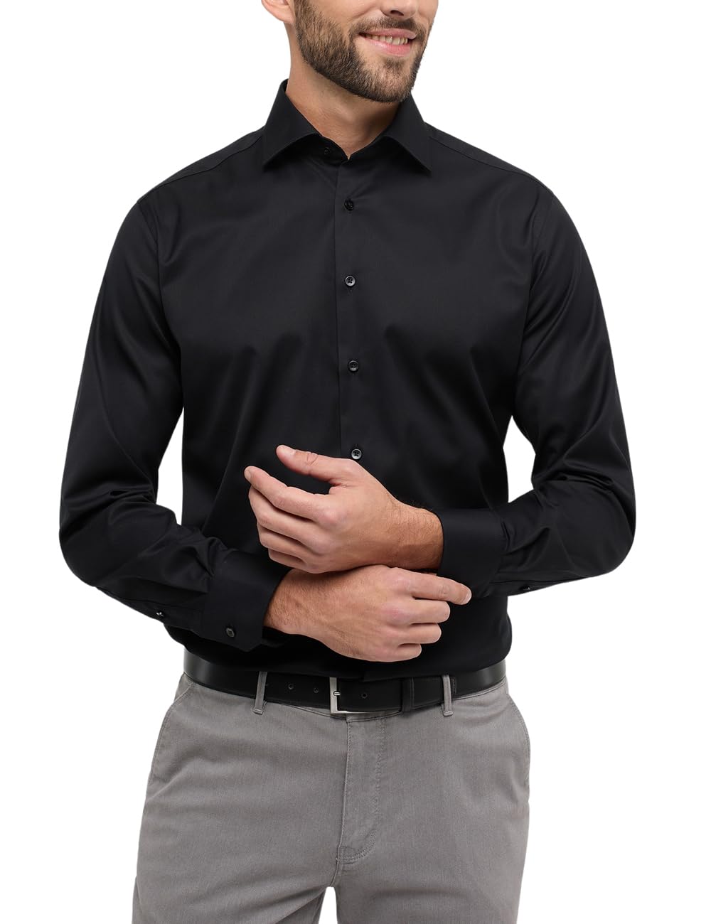 ETERNA Herren Cover Shirt MODERN FIT 38 Schwarz, 38 Schwarz