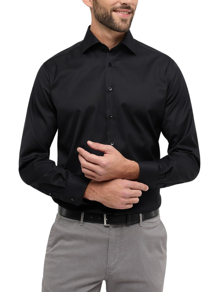 ETERNA Herren Cover Shirt MODERN FIT 38 Schwarz, 38 Schwarz