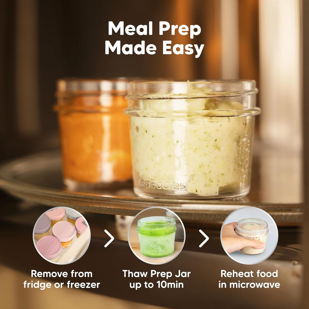 KeaBabies 12er-Pack Babynahrung Aufbewahrung Glas - Leckfest, Mikrowellengeeignet Baby Nahrungsbehäl