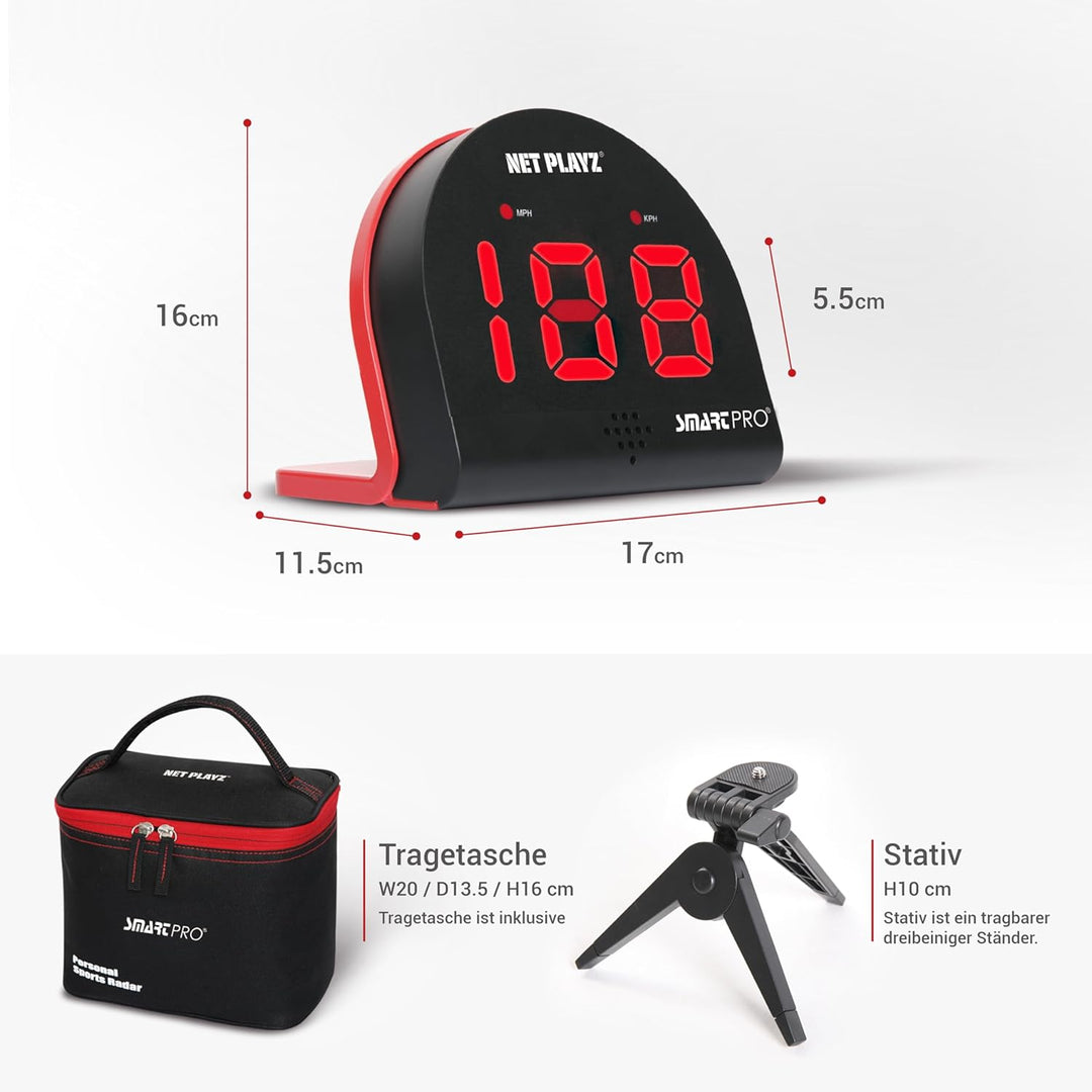NET PLAYZ Speed Radar Smart Pro Geschwindigkeitsmessgerät, Geschenke für Fussball, Tennis, Baseball,