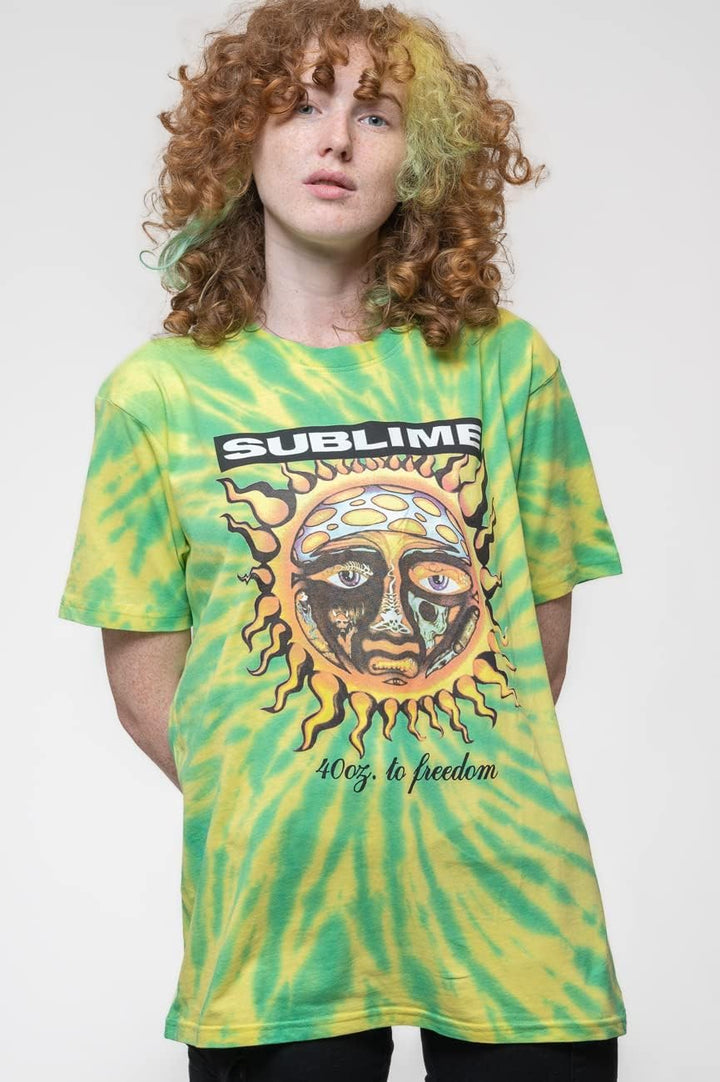 Sublime T Shirt 40oz to Freedom Band Logo Nue offiziell Unisex Dip Dye Grün, S