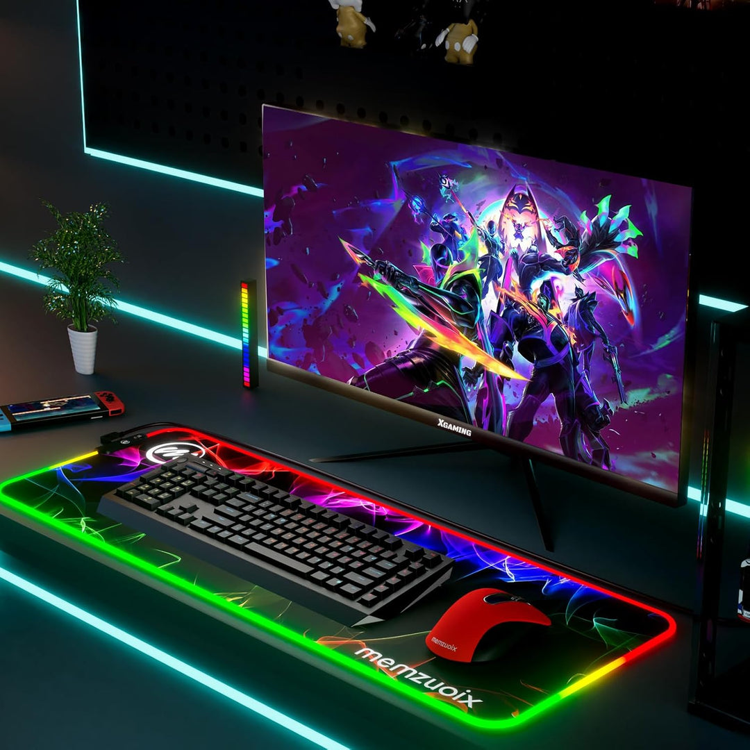 RGB Gaming Mauspad XXL 80×30 cm – Grosses LED Mousepad mit 12 Beleuchtungsmodi, Rutschfester Gummiba
