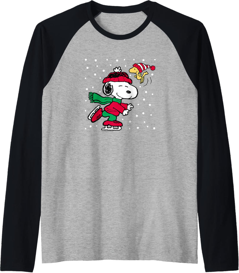 Peanuts - Christmas Snoopy Ice Skating Raglan