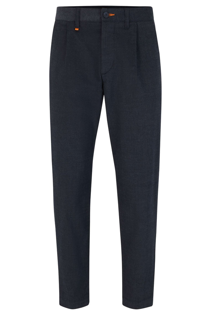BOSS Herren Schino-Shyne Slim-Fit Hose aus meliertem Stretch-Gewebe 35W / 30L Dark Blue404, 35W / 30