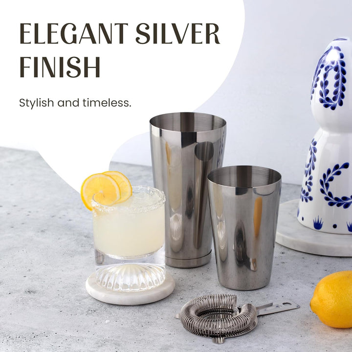 Mixology & Craft Cocktail Set - Cocktail Shaker Edelstahl & Bar Zubehör - Cocktail Mix Set Silber, S