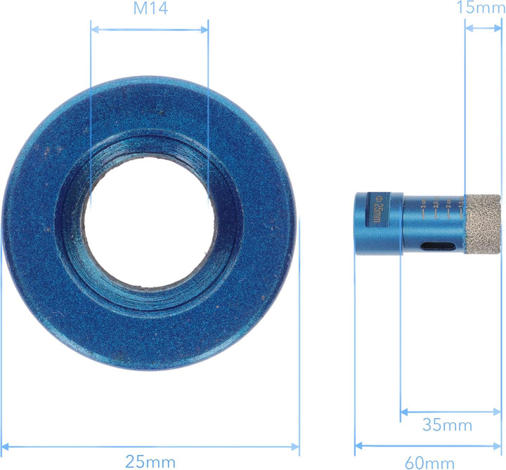 PRODIAMANT Diamant Bohrer Fliese 25mm x M14 trockenbohren von Fliese, Feinsteinzeug, Keramik, Naturs