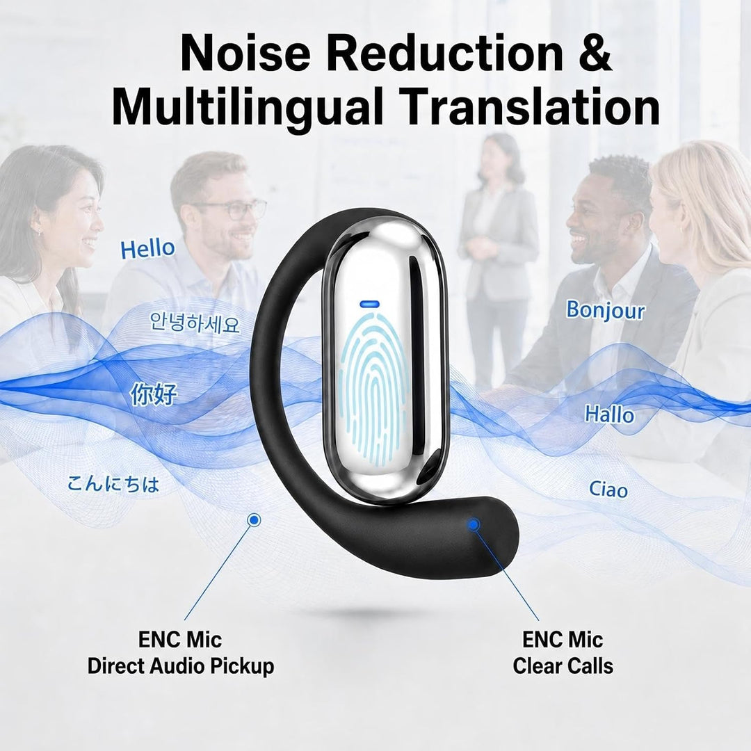 Übersetzungskopfhörer 198 Sprachen, KI-Echtzeitübersetzung, Bluetooth 6.1 | Open-Ear 4-in-1 mit App