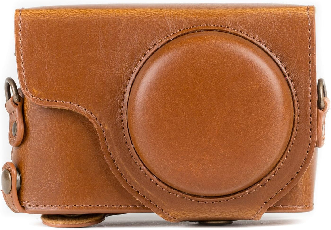 MegaGear MG1260 Panasonic Lumix DC-TZ95, DC-TZ90 Ever Ready Leder Kamera-Case mit Trageriemen - Hell