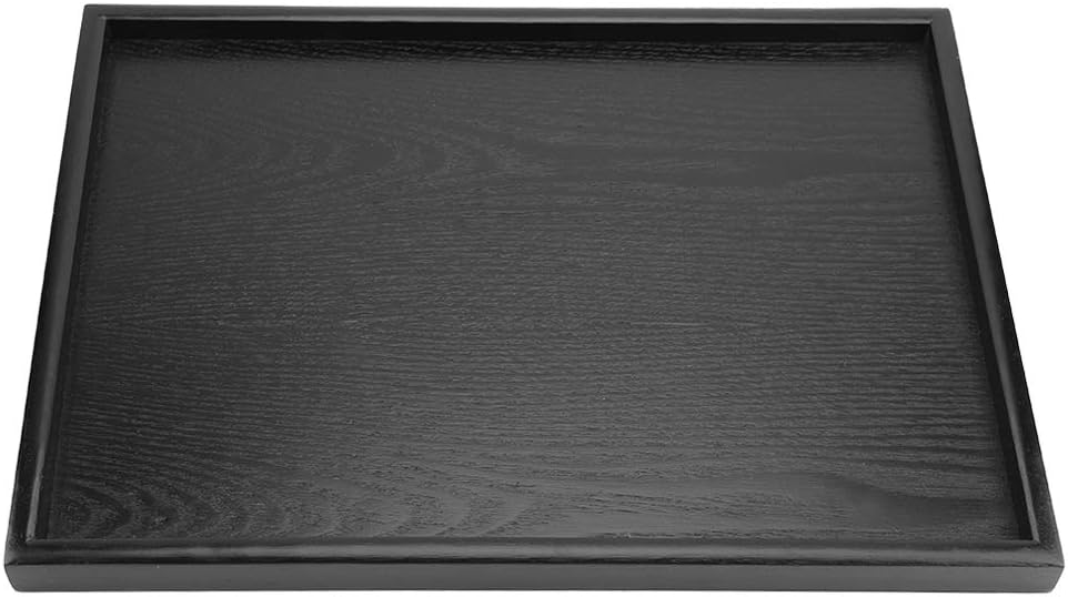 Raguso Rechteckform Tablett Schwarz Massivholz Tee Tablett Kaffee Snack Essen Mahlzeiten Mehrzweck-S