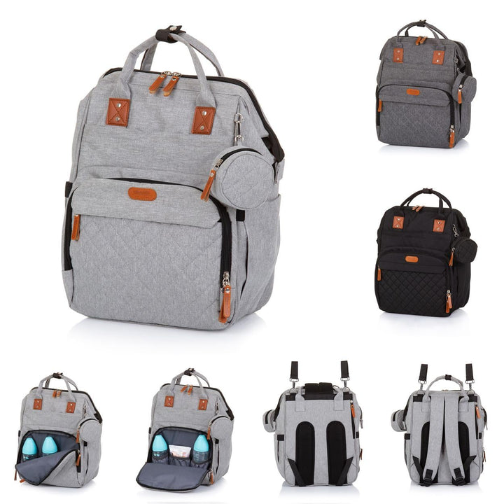 Chipolino Wickeltasche, Kinderwagen Rucksack Reissverschluss Schnullertasche, Farbe:hellgrau, Hellgr