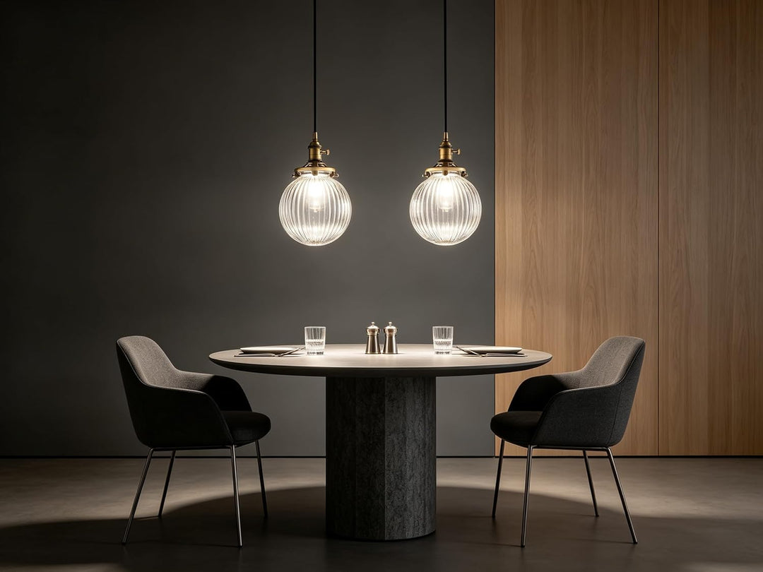 Yosoan Klar Glas Kugel Industrie Loft-Pendelleuchte Pendellampe Innenleuchte für Küche/Esszimmer/Sch